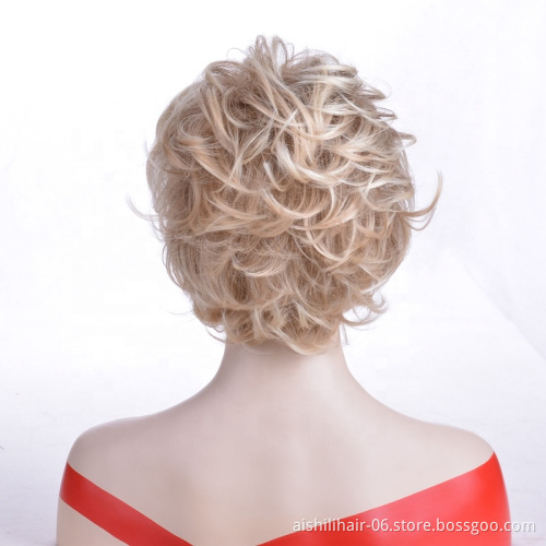 Fashion wig shaggy wig blonde oblique fringe hair for women